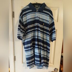 Ralph Lauren Blue and White Striped Polo